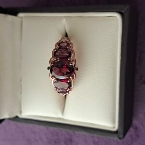 Tanzanian Wine Garnet and White Zircon Ring.